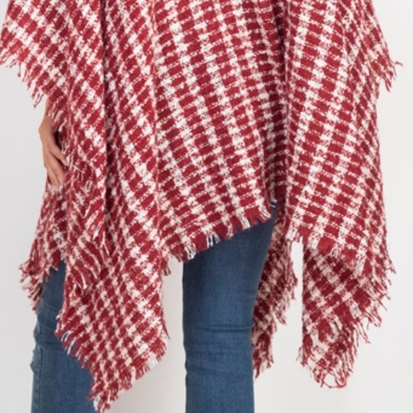 PREPPY DOLLZ plaid print knit poncho - Picture 7 of 7